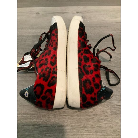 Zadig & Voltaire Red & Black Leopard Print Lace-Up Sneakers, Size 8 (US) 38 (IT) - Picture 7 of 10
